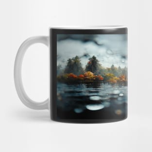 Foggy Lake Falling Raindrops On A Rainy Autumn Day Mug